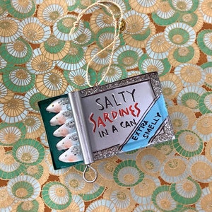 Sardine Tin Ornament, Canned Fish, Fake Food