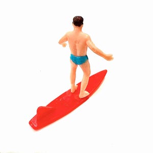 Surfer Cake Topper (1), Vintage Surf Decor, 1970s-80s Plastic Miniature image 3
