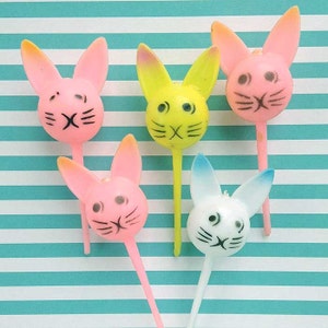 Vintage Bunny Cupcake Toppers (4), Collectible Easter Decorations
