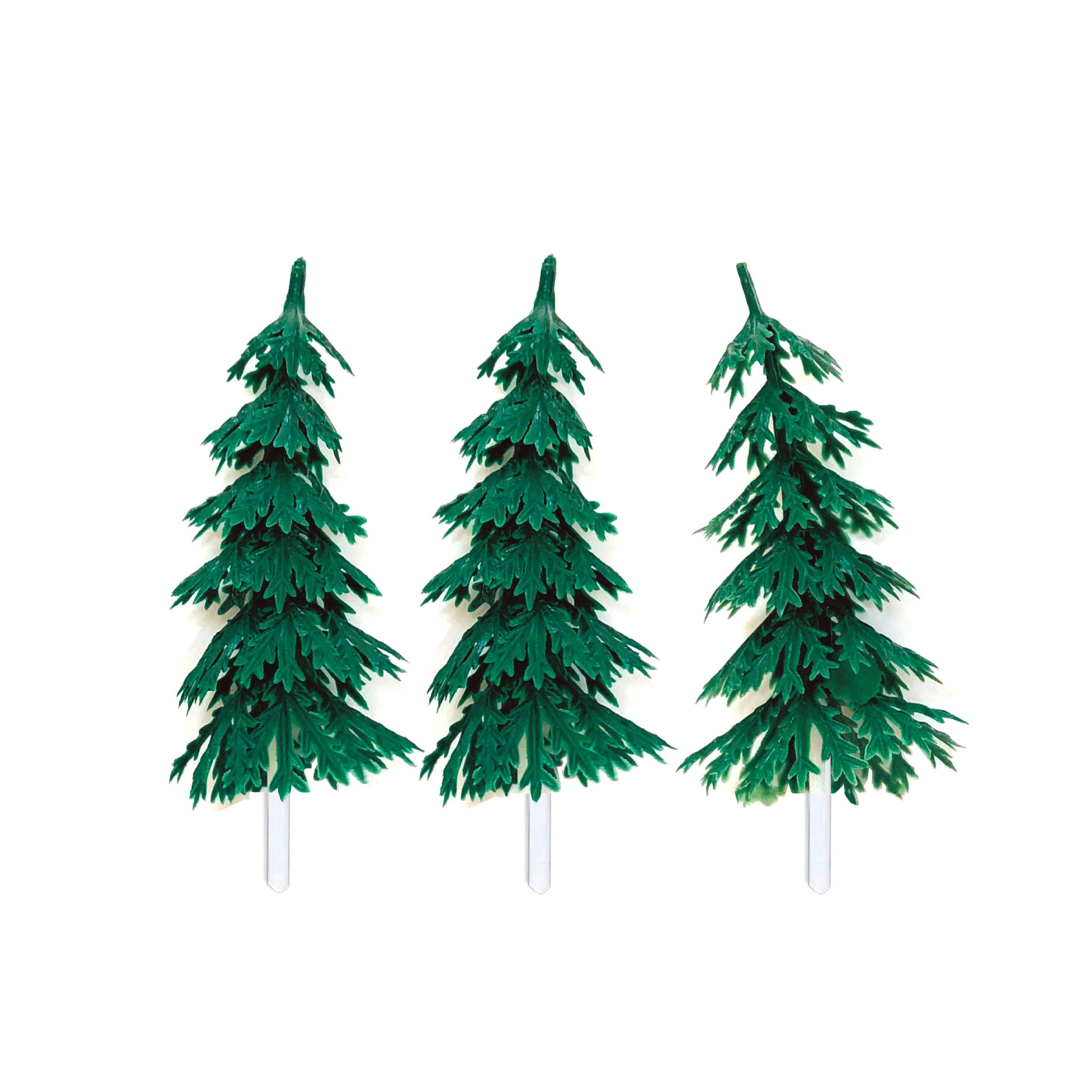 12 Small Pine Tree Cake Toppers, 3-inch Plastic Evergreens