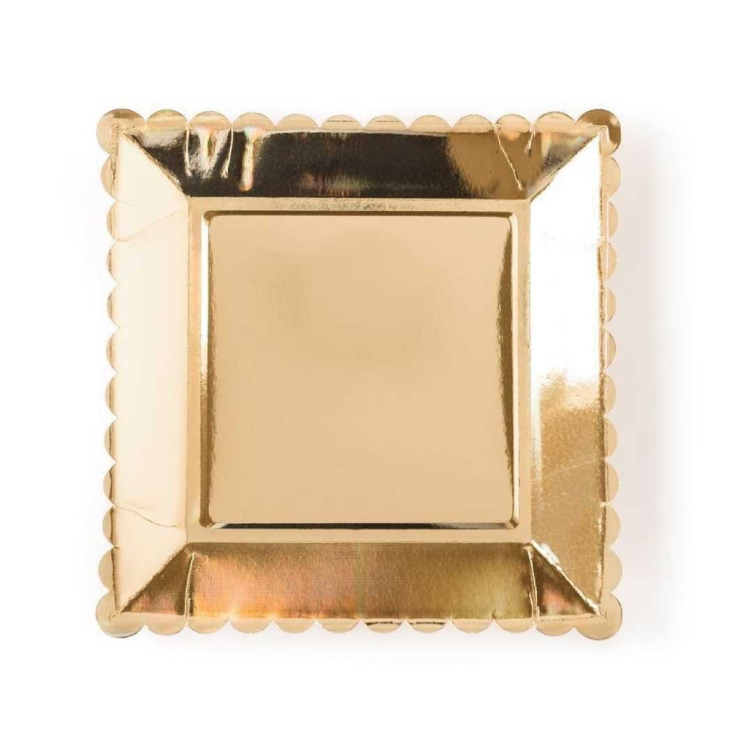 Shiny Gold Paper Plates set of 12 Large Square Party Etsy