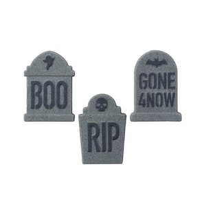 Edible Halloween Tombstone Sugar Decorations, Cupcake & Cake Toppers, Set of 12
