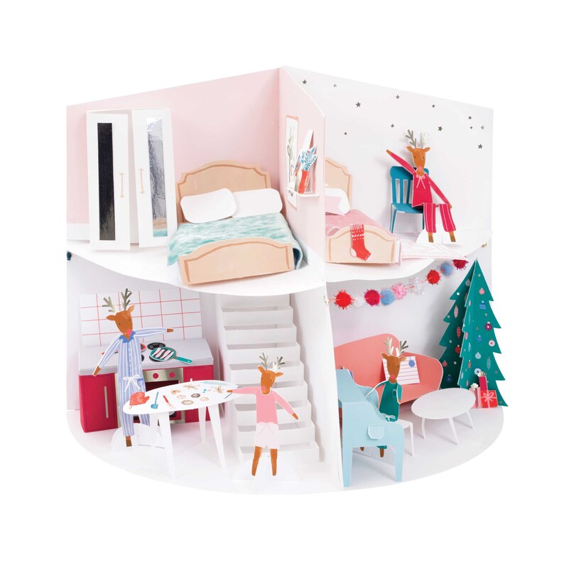 Festive House Paper Craft Advent Calendar Paper Doll Etsy