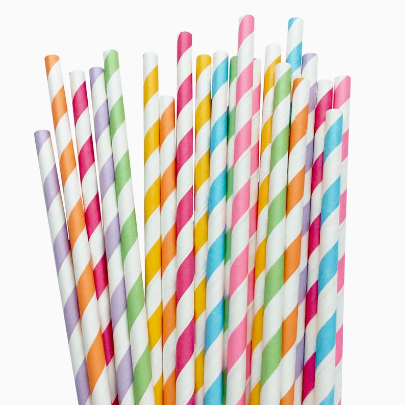 Pastel Paper Straws Sturdy Ecofriendly Fun Etsy