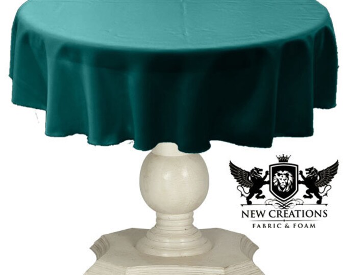 Light Teal Tablecloth Solid Dull Bridal Satin Overlay for Small Coffee Table Seamless.