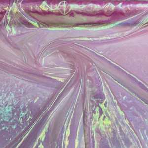 Pink Iridescent 58/60&quot; Wide 100% Polyester Soft Light Weight, Sheer, See Through iridescent Organza Fabric Sold By The Yard.