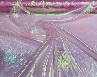 Pink Iridescent 58/60" Wide 100% Polyester Soft Light Weight, Sheer, See Through iridescent Organza Fabric Sold By The Yard.