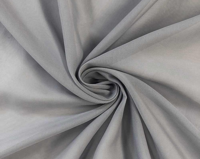 Dark Gray 58/60" Wide 100% Polyester Soft Light Weight, Sheer, See Through Chiffon Fabric Sold By The Yard.