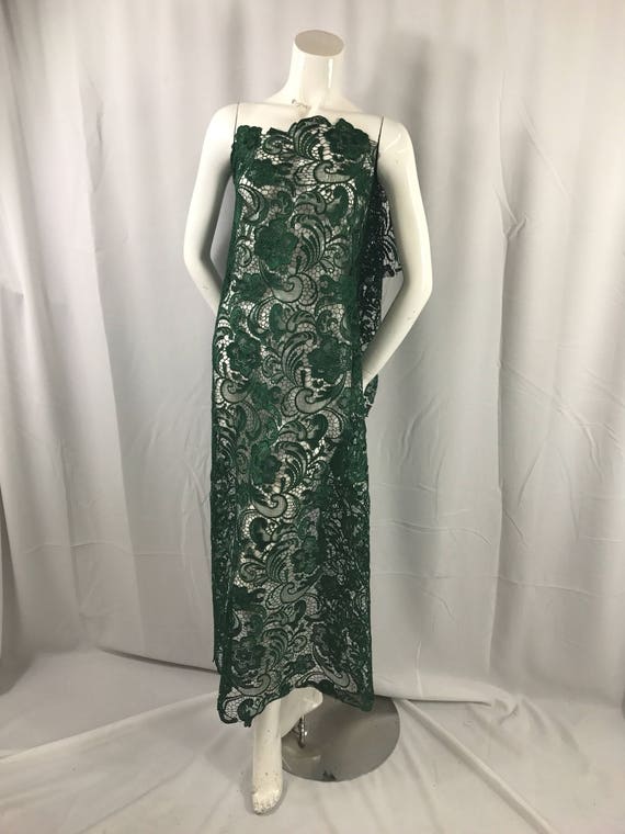 Hunter Green Floral Guipure-chemical Lace-dresses-fashion-apparel-nightgown-prom-decorations-sold  by the Yard. - Etsy