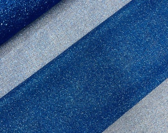 Royal Blue Glitter Tulle Fabric/Soft Mesh Glitter Material, Sparkle Shimmer Tulle Fabric for Wedding Dress/Décor/Quinsianera