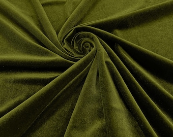 Olive Stretch Velvet Fabric 58" Wide| Apparel Costumes, Sold By The Yard