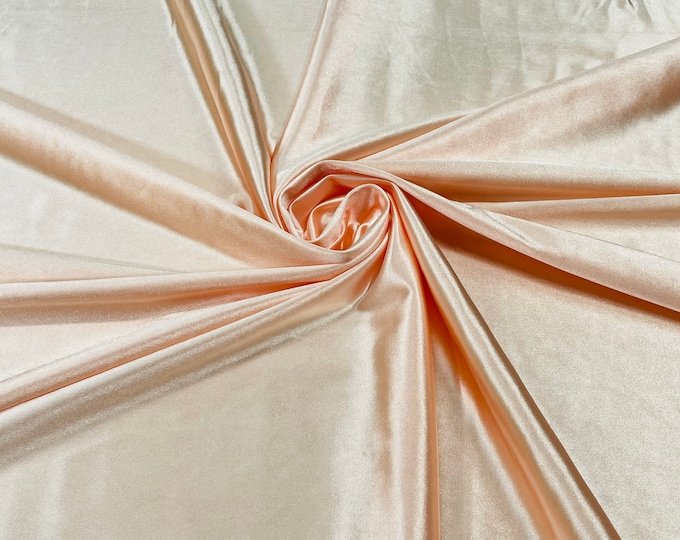 Peach Deluxe Shiny Polyester Spandex Fabric Stretch 58" Wide Sold by The Yard.