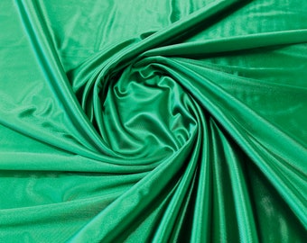 Kelly Green Deluxe Shiny Polyester Spandex Fabric Stretch 58" Wide Sold by The Yard.