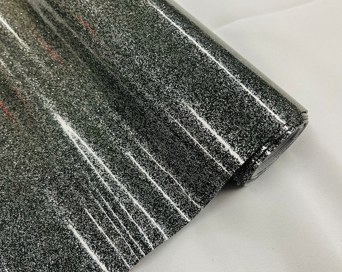 Charcoal 53/54" Wide Shiny Sparkle Glitter Vinyl, Faux Leather PVC-Upholstery Craft Fabric Sold by The Yard.