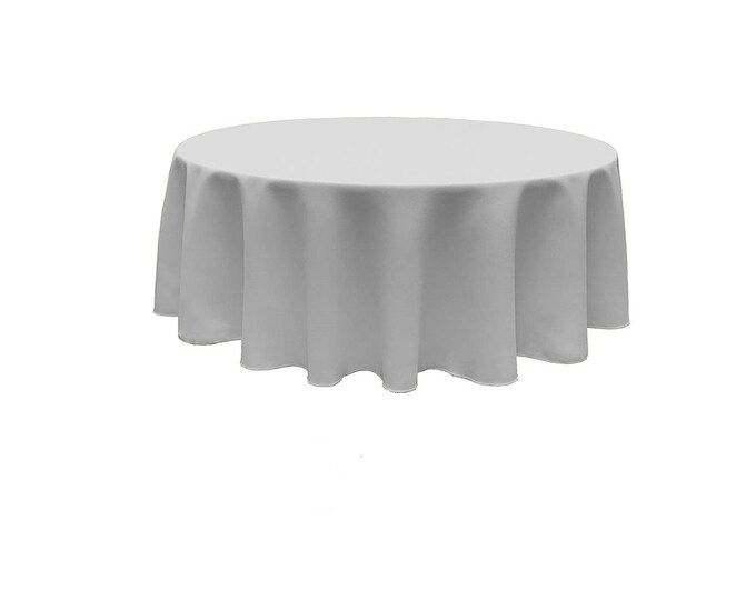 Silver - Solid Round Polyester Poplin Tablecloth Seamless.
