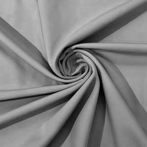Silver Dull 4 Way Stretch Crepe Fabric/Medium Crepe-Bridal Fabric/Apparel Fabric/Polyester Crepe-Spandex/