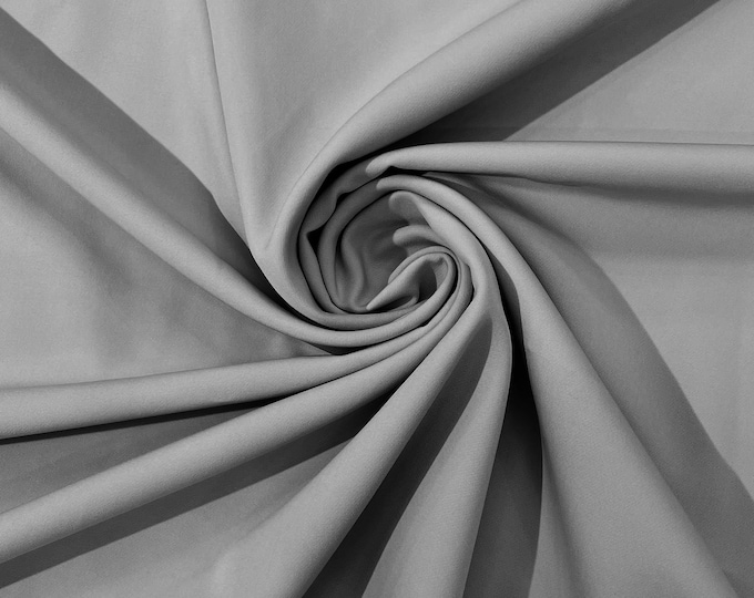 Silver Dull 4 Way Stretch Crepe Fabric/Medium Crepe-Bridal Fabric/Apparel Fabric/Polyester Crepe-Spandex/