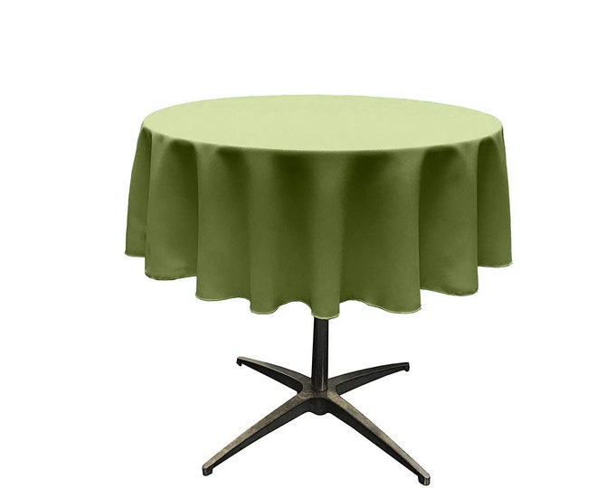 Dark Lime Green - Solid Round Polyester Poplin Tablecloth Seamless.