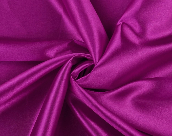 Magenta Charmeuse Bridal Solid Satin Fabric for Wedding Dress Fashion Crafts Costumes Decorations Silky Satin 58” Wide Sold By The Yard