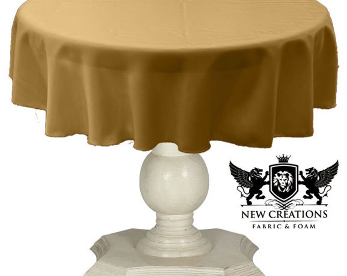 Sun Gold Tablecloth Solid Dull Bridal Satin Overlay for Small Coffee Table Seamless.