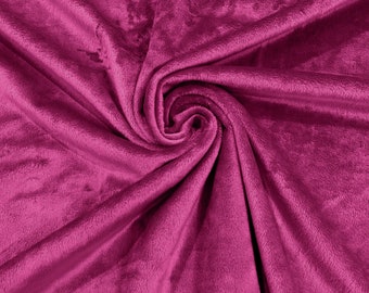 Fuchsia Minky Smooth Soft Solid Plush Faux Fake Fur Fabric Polyester- Sold by the yard.