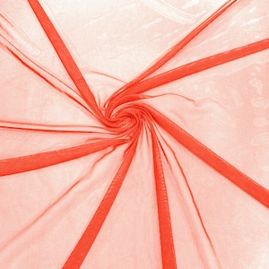 Coral 58/60&quot; de largura, sólido, elástico, tecido de malha elétrica, elastano/transparente transparente/vendido por jarda. Novas cores