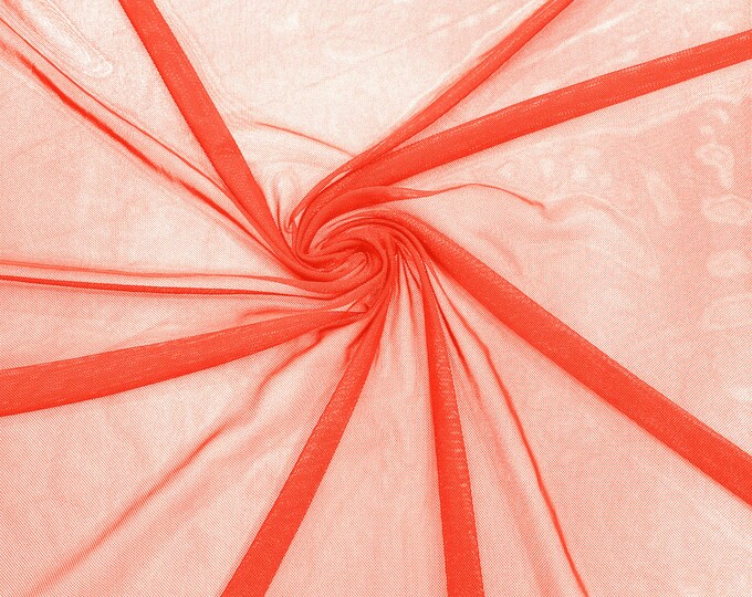 Coral 58/60" Wide Solid Stretch Power Mesh Fabric Spandex/ Sheer See-Though/Sold By The Yard. New Colors