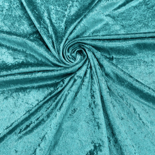 Seafoam 59" Wide Crushed Stretch Panne Velvet Velour Fabric Sold By The Yard.