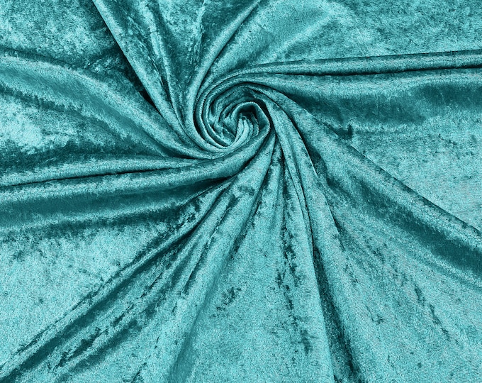 Seafoam 59" Wide Crushed Stretch Panne Velvet Velour Fabric Sold By The Yard.