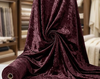 Burgundy Crushed Velvet Fabric 58" Wide | Stretch Panne Velvet By The Yard | Cosplay Costume Apparel Fabric