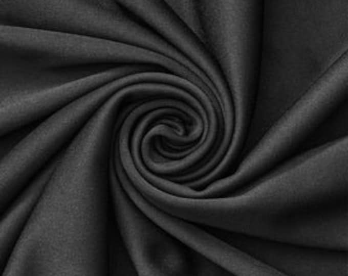 Black Polyester Knit Interlock Mechanical Stretch Fabric 58"/60"/Draping Tent Fabric. Sold By The Yard.