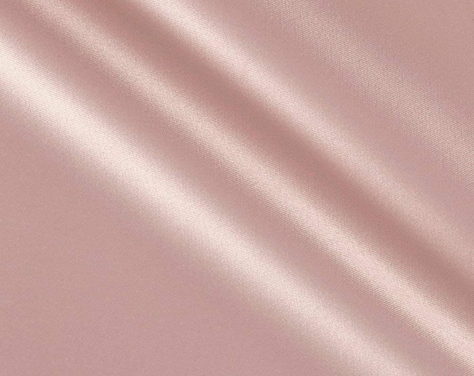 Blush Pink 95 Percent  Polyester 5% Spandex, 58 Inches Wide Stretch L'Amour Satin Fabric, Sold By The Yard.