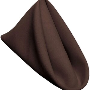 18 x 18 Inches Polyester Poplin Decorative Table Napkins, Party Supply - Pack of 12- Brown