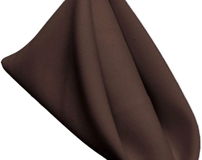 18 x 18 Inches Polyester Poplin Decorative Table Napkins, Party Supply - Pack of 12- Brown