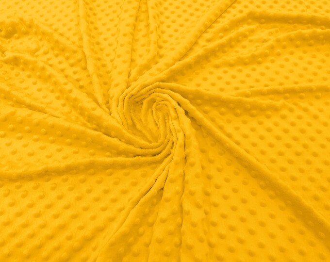 Yellow Polka Dot Minky Fabric By The Yard | Super Soft Minkee Fabric | 58’’ Wide | 2 Way Stretch Polka Dot Minky Fabric.