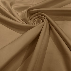 Khaki Matte Stretch Lamour Satin Fabric 58&quot; Wide/Sold By The Yard. New Colors