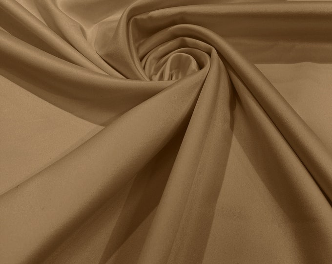 Khaki Matte Stretch Lamour Satin Fabric 58" Wide/Sold By The Yard. New Colors