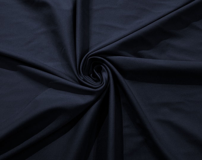 Mightnight Navy Blue Stretch Ponte De Roma 320 GSM Knit Poly Rayon Fabric by the Yard.
