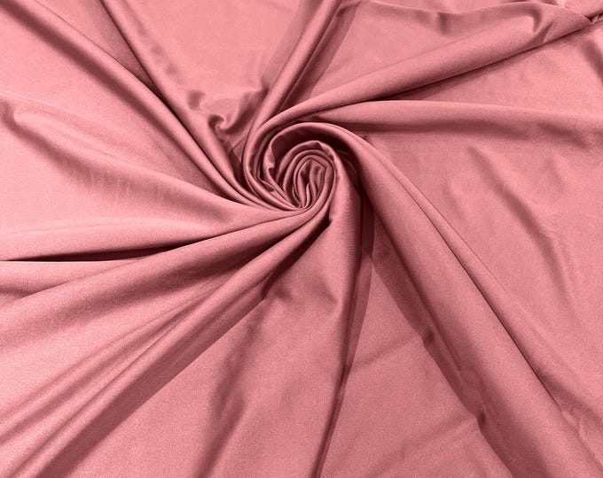 Dusty Rose Shiny Spandex Fabric 58" Wide| 4-Way Stretch Nylon, Swim & Costume.