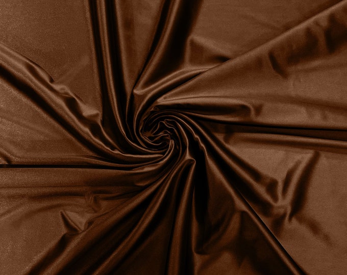 Brown Heavy Shiny Satin Stretch Spandex Fabric/58 Inches Wide/Prom/Wedding/Cosplays.