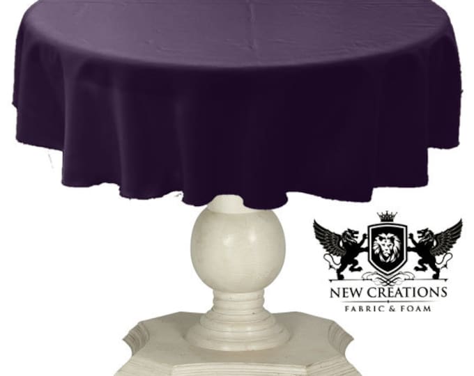 Plum Tablecloth Solid Dull Bridal Satin Overlay for Small Coffee Table Seamless.