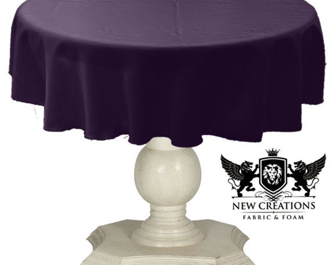 Plum Tablecloth Solid Dull Bridal Satin Overlay for Small Coffee Table Seamless.