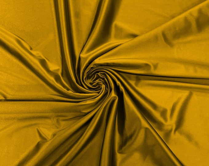 Mustad Gold Heavy Shiny Satin Stretch Spandex Fabric/58 Inches Wide/Prom/Wedding/Cosplays.