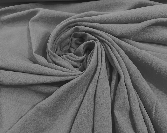 Silver Cotton Gauze Fabric 100% Cotton 48/50" inches Wide Crinkled Lightweight Sold by The Yard.