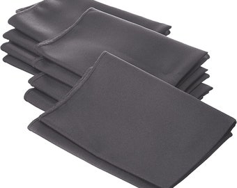 18 x 18 Inches Polyester Poplin Decorative Table Napkins, Party Supply - Pack of 12- Charcoal