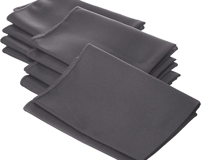 18 x 18 Inches Polyester Poplin Decorative Table Napkins, Party Supply - Pack of 12- Charcoal
