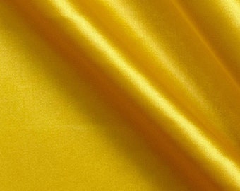 Yellow 95 Percent  Polyester 5% Spandex, 58 Inches Wide Matte Stretch L'Amour Satin Fabric, Sold By The Yard.