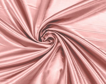 Blush Pink Bridal Satin Fabric, Shiny Charmeuse, 60" Wide, Sold by The Yard