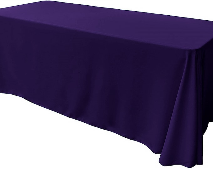 Purple - Rectangular Polyester Poplin Tablecloth Floor Length / Party supply