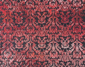 Metallic nylon spandex damask design 4way Stretch 58/60" Sold By The Yard.